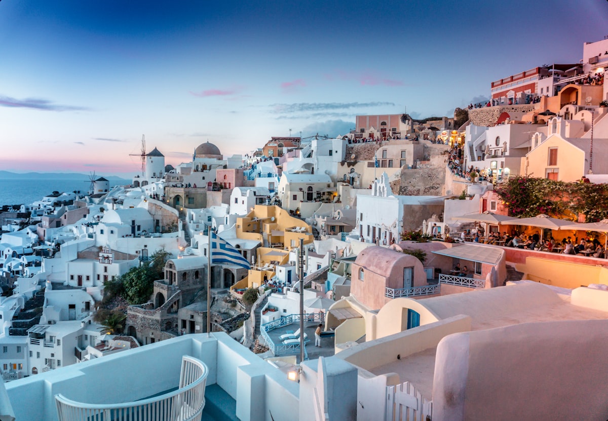 Pemandangan kota Santorini di Yunani